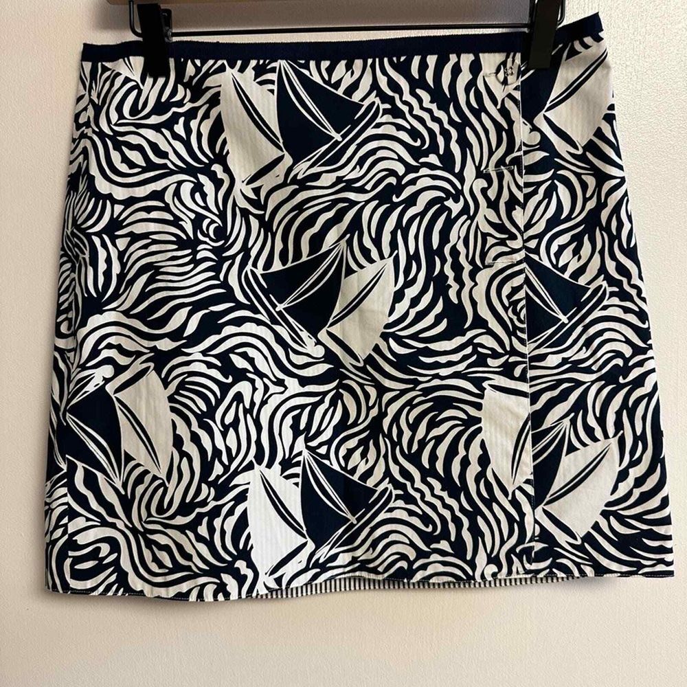 Vineyard Vines sail boat sailing nautical print wrap skirt 6